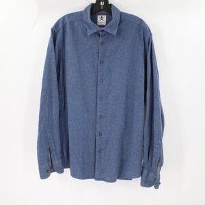 Hackett Mayfair shirt Men's xl long sleeve button up plain melange blue cotton